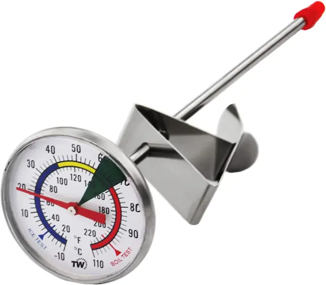 Frothy Milk Thermometer with 175Mm Stainless Steel Probe and Clip Barista Coffee