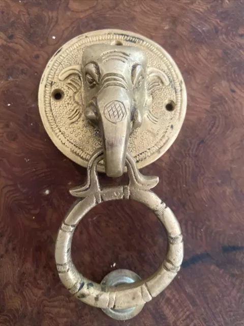 Vintage Brass Hindu Elephant Handcrafted Door Handle / Knocker Collectible