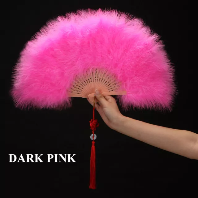 1pc Colorful Feather folding Fan Hand Held Ladies Burlesque Fancy Dress Costume
