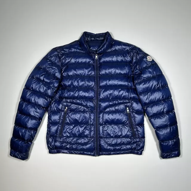 Moncler Acorus Jacket Mens Puffer Coat Size 5 L XL Extra Large Navy Blue