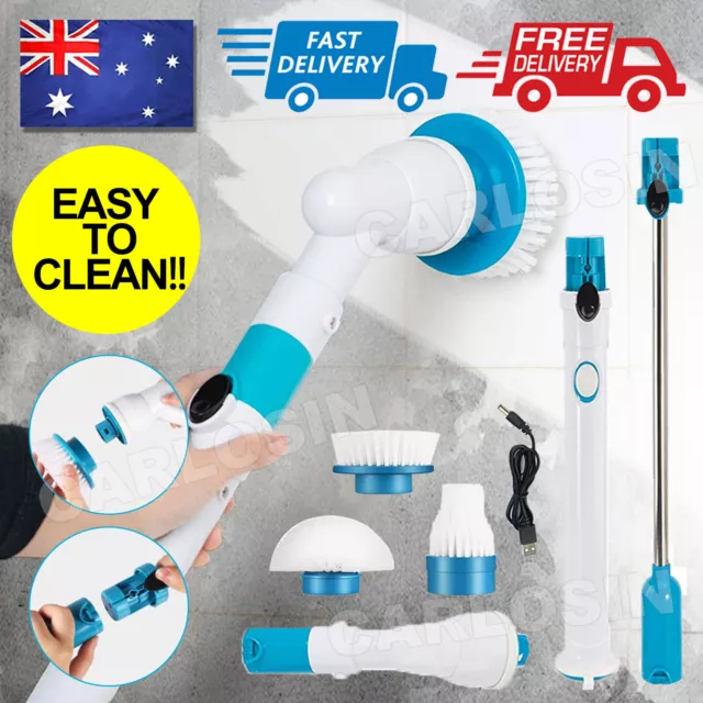 Rechargeable Spin Scrubber Electric Turbo Scrub Cleaning Brush Cordless Kit
