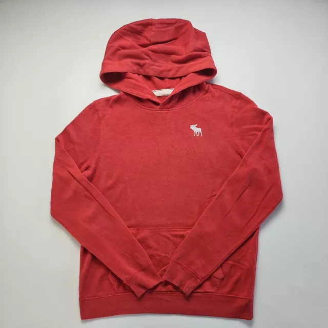 Felpa con cappuccio Abercrombie BAMBINI ragazzi ragazze adolescenti pullover logo rosso taglia 15/16