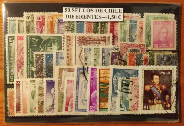 Lote De 50 Sellos Diferentes Usados De Chile