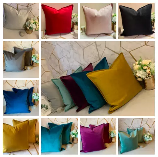 Velvet Cushion Cover Pillow Case Handmade for Sofa Chair Bed, with zip