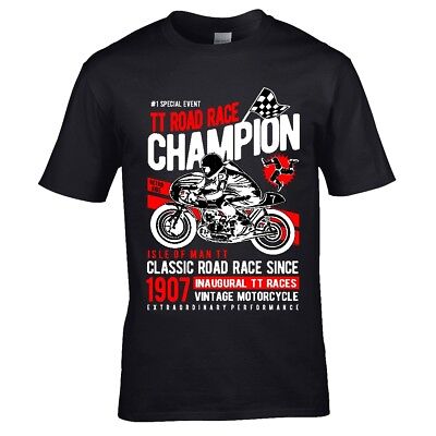 Novelty Isle Of man Road Race Biker Vintage motorcycle Motif mens t-shirt gift