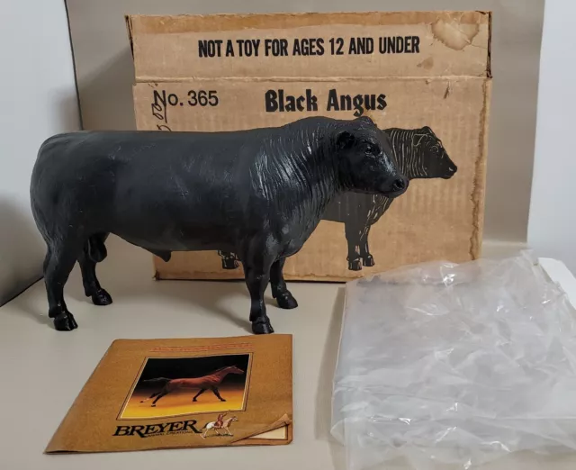 VINTAGE Breyer Molding Co Mold BLACK ANGUS BULL #365 with 1985 Brochure & Box