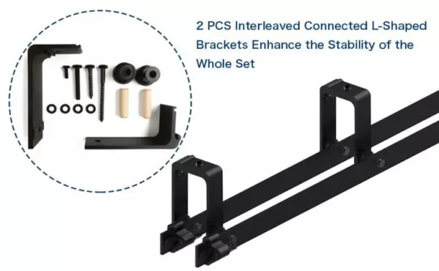 CCJH 4-16FT Steel Sliding Barn Wood Door Hardware Kit Single/Double/Bypass Doors 9