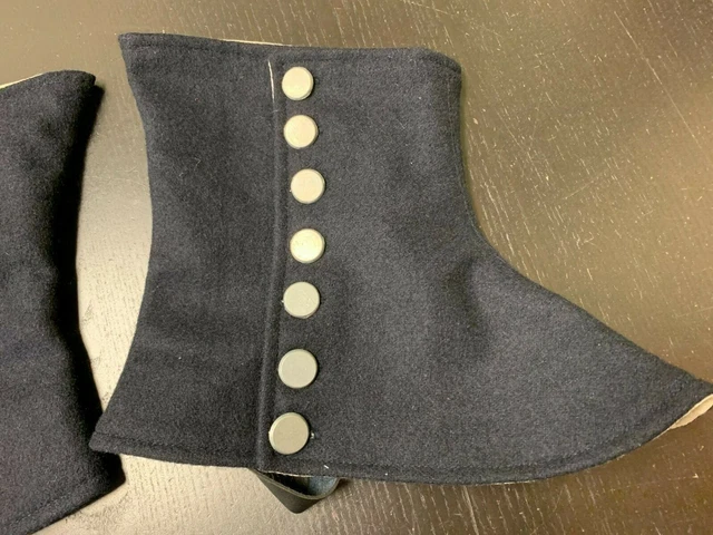 18th Century Navy Blue Wool Gaiters - Pewter Buttons, NEW Rev War Reproduction