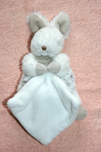 Babynat Doudou Lapin Flocon Blanc Marron Chine Mouchoir Blanc Bn749 Kom9