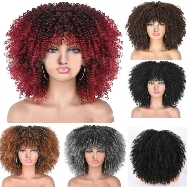 Frauen Perücke Afro Kurze Gewellt Gelockt Perücken Wigs Cosplay wie Echthaar 2
