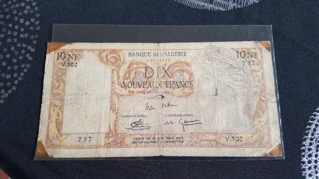 Billet, Algeria, 10 Nouveaux Francs, 25 11 1960 - n v 502