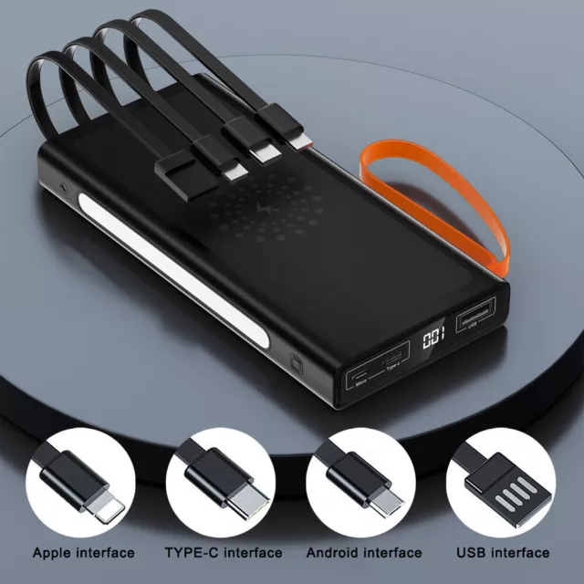 100000mAh Portable Power Bank Wireless Fast Charging For iPhone 14 13 12 XR XS