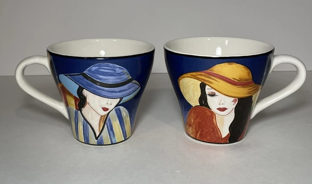 Furio Sango Cafe Paris Ceramic Flared Coffee Tea Mug Cup 4914-29 Retired Set/2