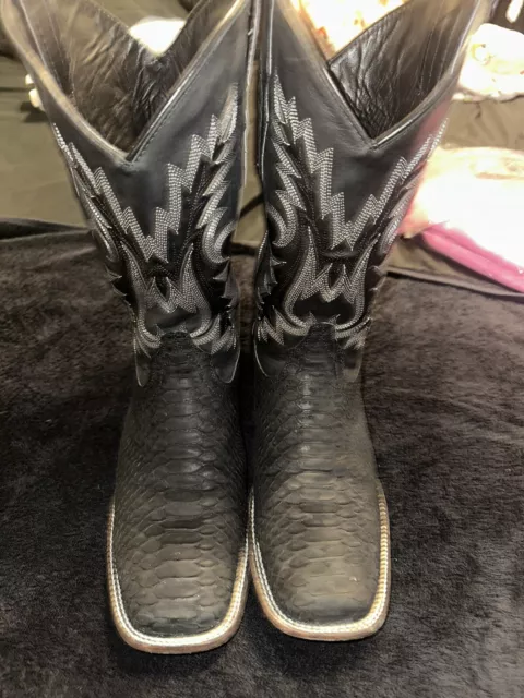 Men’s  Size 13 Matte Black Genuine Python 🐍 Boots