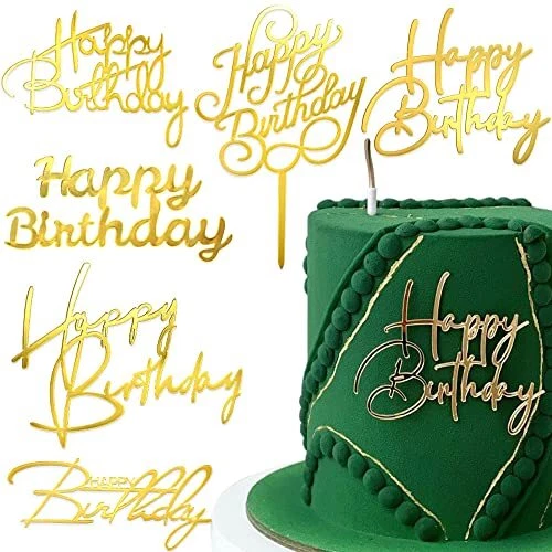 HAPPY BIRTHDAY CAKE Toppers Mirror Acrylic Cake Topper Side Cake