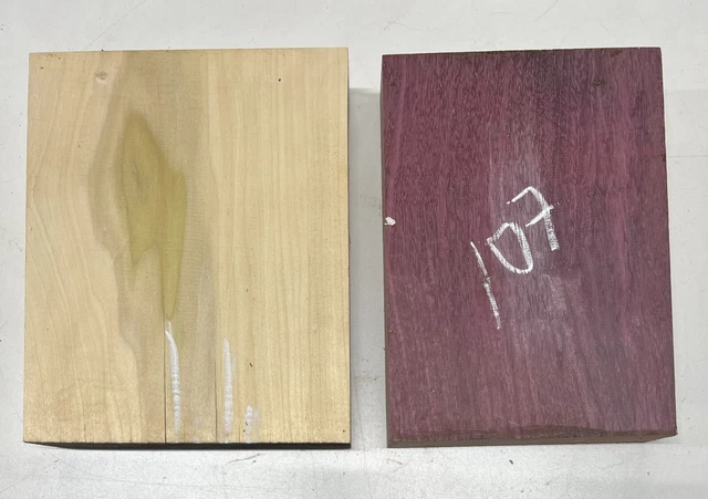 2 Pack, Purpleheart + Poplar Lumber Board Blank Wood Crafts Various Size #107