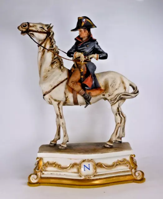 Magnificent Capodimonte Figure Napoleon Bonaparte Upon Horse By Bruno Merli