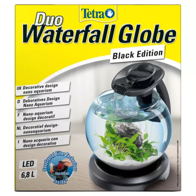 Tetra Globe Due Waterfall LED 6.8L Black Nano Desk Top Bowl Fish tank Aquarium
