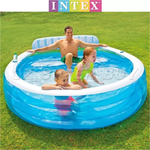 Intex Inflatable Outdoor Swimming Pool With Bench Kid Family Lounge & Headrest