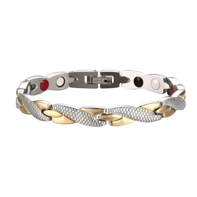 Pulsera desmontable de pareja de terapia magnética dragón retorcido (plata/oro)