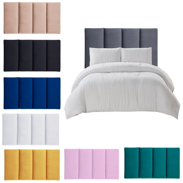 Cabecera de cama acanalada de terciopelo de felpa 24" de diseñador de lujo talla king | doble | individual
