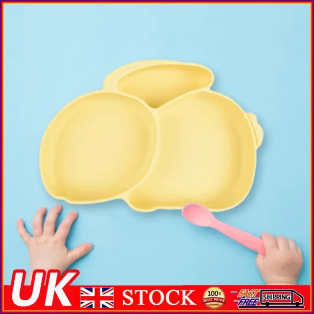 Cartoon Children Dishes Cute Silicone Baby Feeding Dishes Baby Cutlery (Yellow)