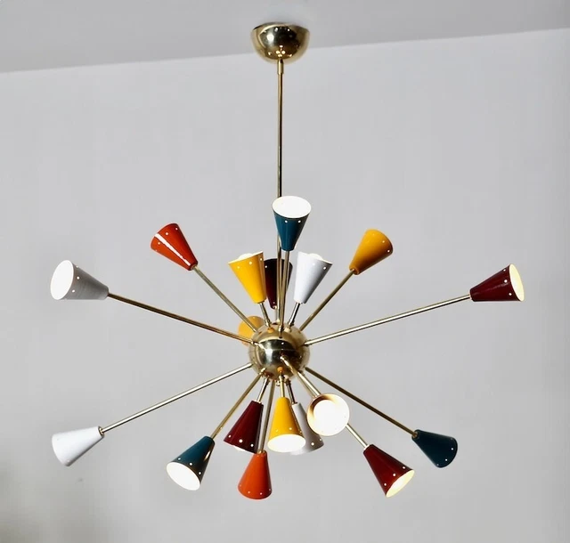 Lustre Suspension Laiton Et Verre Marin - Blanc - Arterameferro - Diam. 30 Cm