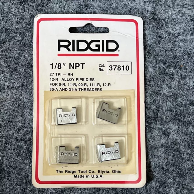 New Ridgid 4 Pc. 37810 Pipe Threading Dies RH 1/8” NPT  0-R 11-R 00-R 111-R 12-R