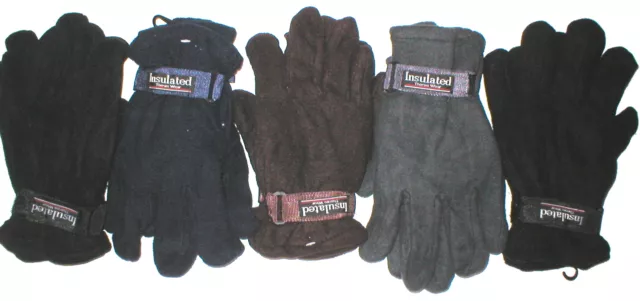 Wholesale Lot 24 Pair Mens Male Polar Fleece Winter Gloves Resell - Charity Gift