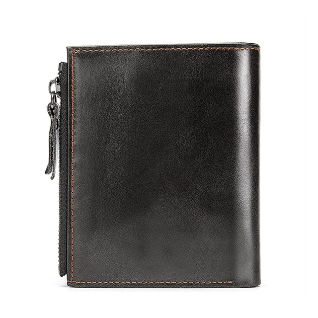 Mens Genuine Leather Wallet RFID Credit Card Holder Zipped Coin Pocket Men Purse 3