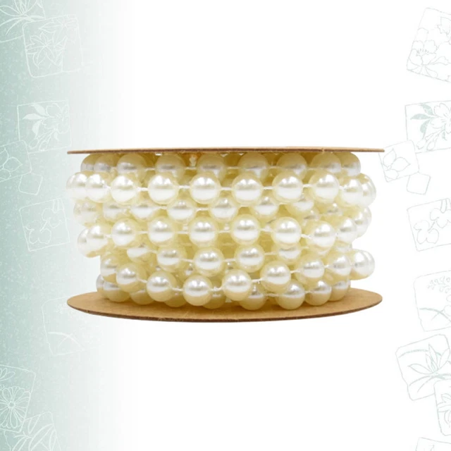 8 MM Wedding Dress Pearl Trim Crystal Bead Strands Beige Decor Pearl Beads