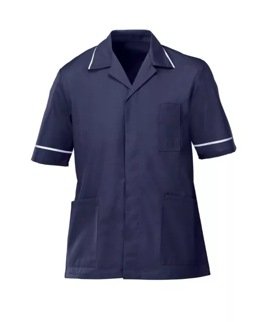 Mens Healthcare Tunic Male Nurse Nhs Dentist Vet Uniform Navy/White Trim Ins37Nv