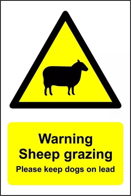 Warning Sheep grazing sign please keep dogs on lead metal park safety sign