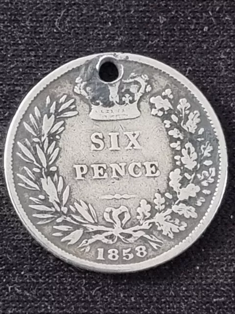 1858 Sixpence - Victoria British Silver Coin