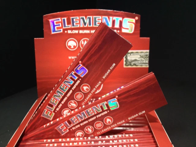 Elements Red Hemp 2pk King Slim Rolling Papers Slow Burn 32pp LOWPrice FREE2Ship