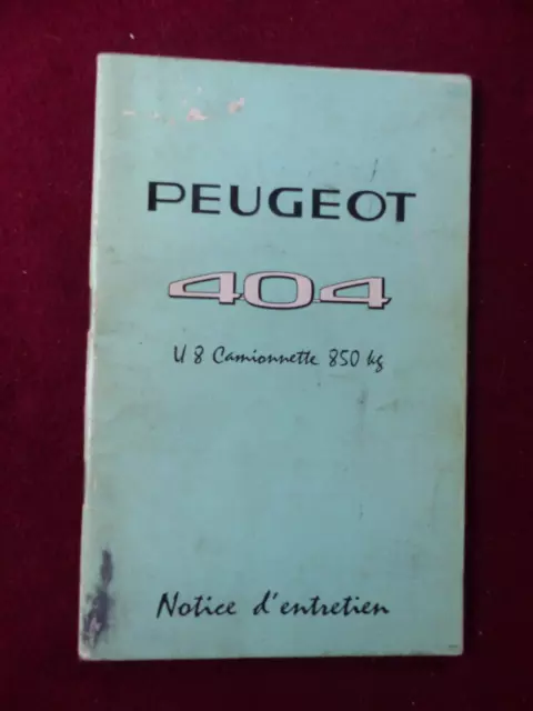 livret  ENTRETIEN pour PEUGEOT 404 de 1969