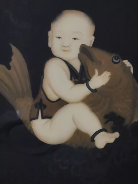 A Chinese Reverse Glass Painting of the Boy, Late 18th – Early 19th Century