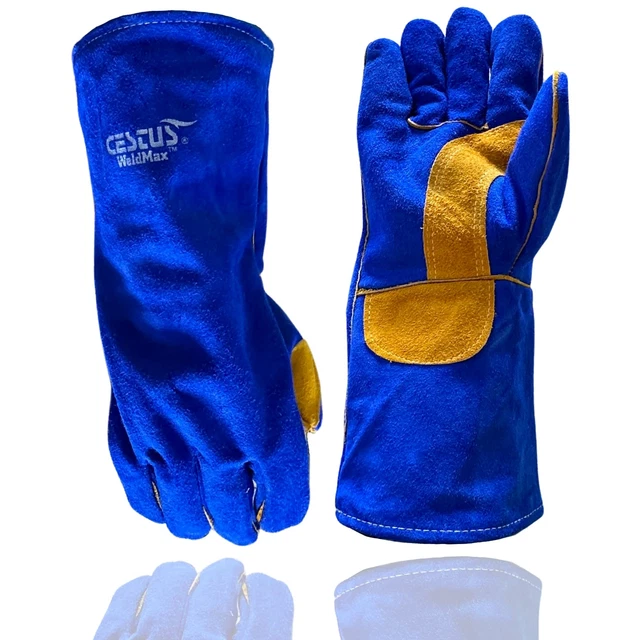 Weldmax MIG/Stick Welding Gloves Cow Split Leather (1 Pair, Large)
