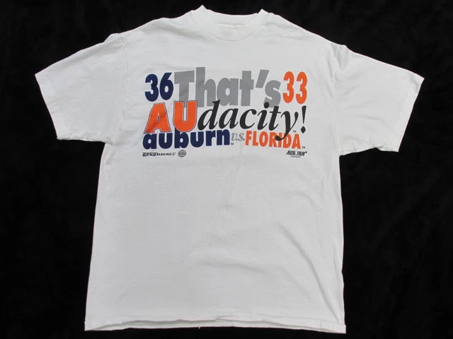 Vintage Auburn Tigers vs Florida Gators AUdacity Men's Sz L T Shirt Made in USA