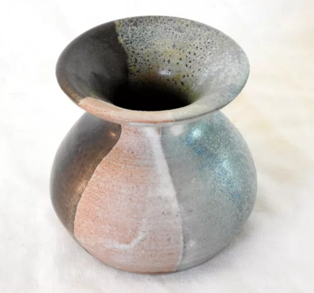 Small Pontypool Stoneware Studio Art Pottery Vase 6 Glaze Technique
