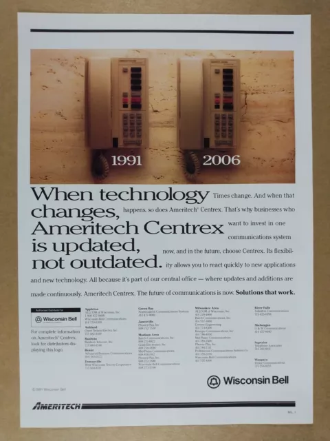 1991 Wisconsin Bell Ameritech Centrex vintage print Ad