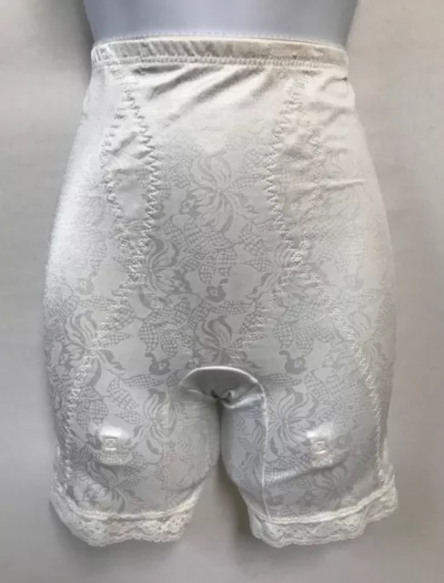 VINTAGE FLEXEES SMALL White Satin Long leg Panty Girdle Floral Garters  Shaper $49.99 - PicClick
