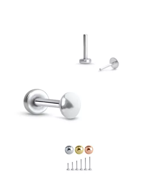 Threadless Labret Push Pin Nose Ring Monroe Stud 2.5mm Flat Disc 16G 18G 20G