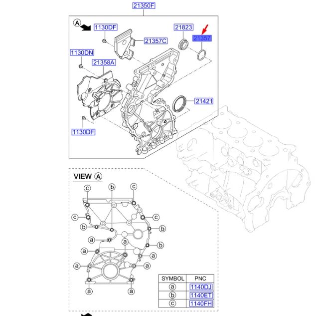 Engine Timing Chain Cover For Kia Sportage & Hyundai Tucson – 2011-2013, L4 2.0L 2.4L. Aluminum, Replaces 21350-2G100.