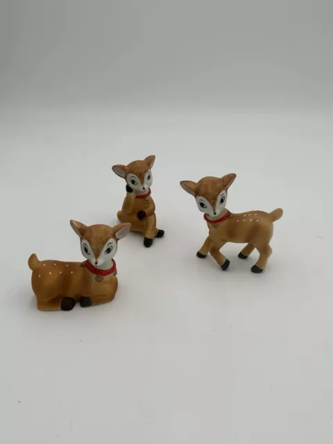 Vintage Homco Deer Lot of 3 Reindeer Figurines Christmas Bisque Porcelain 5606 2