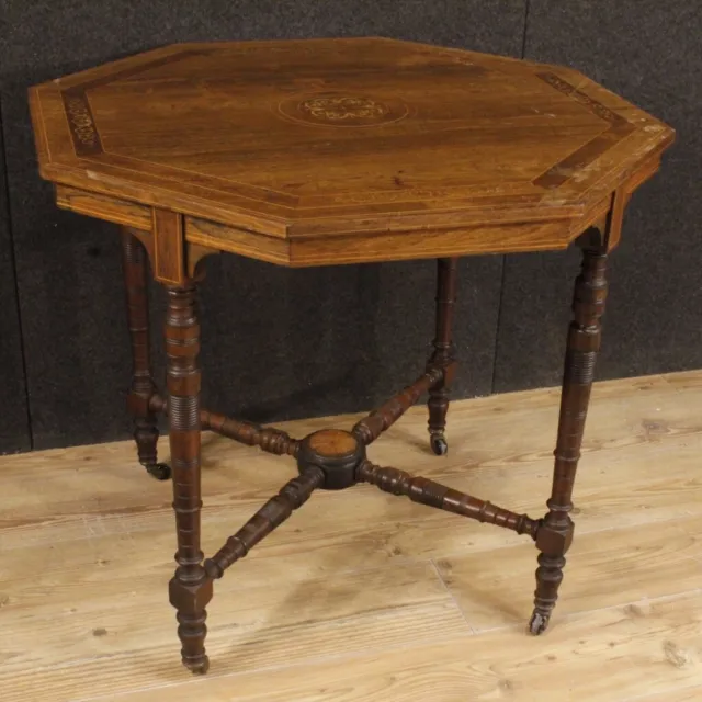 Mesa octogonal madera con incrustaciones mueble de salón mesa de centro años 20