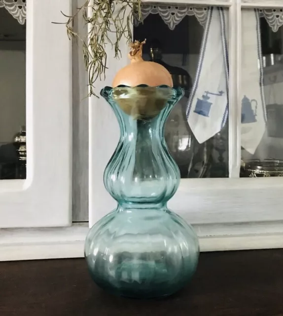 Alt antik? Glasvase Glas türkis blau Vase Zwiebelglas Schön! Vase