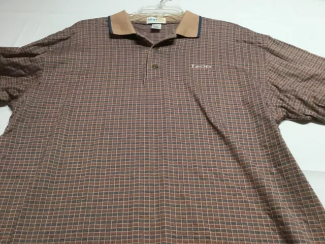 IZOD CLUB SHIRT Mens Large Golf Polo Ripped Logo check Tennis preppy ...