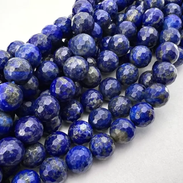 Echte Lapislazuli Edelstein 8mm facettiert Perlen 39cm Strang Lazurstein