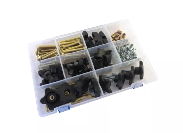 129 Piece Jig Fixture T Track Hardware Kit 5/16 18 Threads with Knobs, T Bolt...